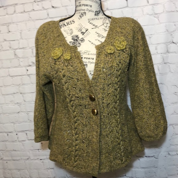 Dkny Sweaters - DKNY Jeans Cardigan Sweater Crocheted Flowers